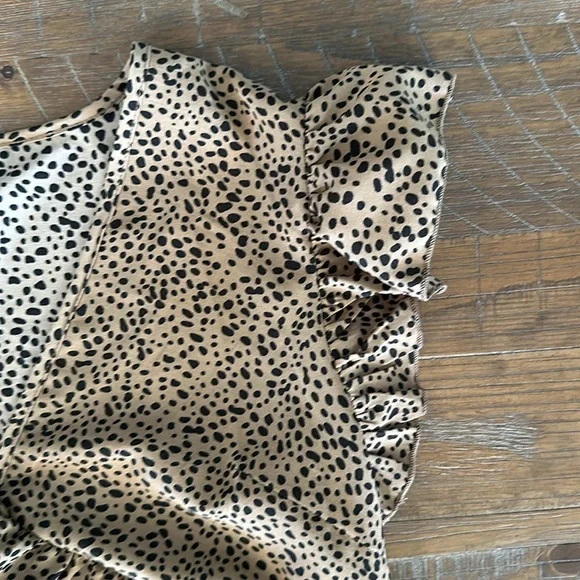 SHEIN Brown Animal Print Short Sleeve Top - Picture 6 of 7